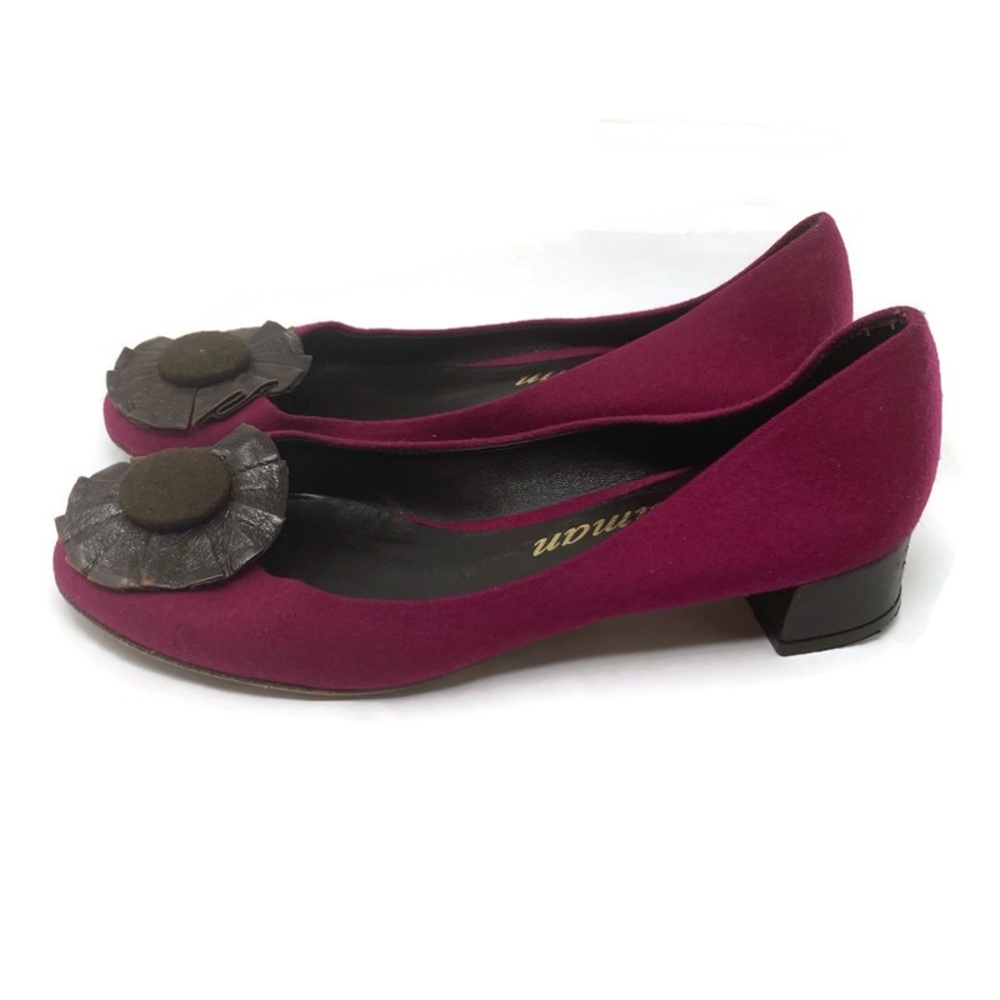 Delman magenta wool and leather 6.5 M flats low heel shoes